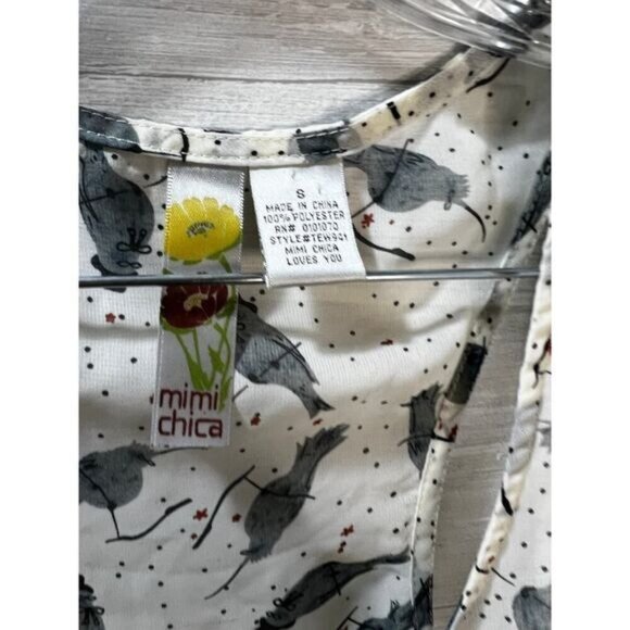 Mimi‎ Chica White Gray Bird Pattern Sleeveless High Low Top Small - Picture 4 of 5
